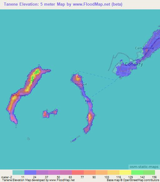 Tanene,Guinea Elevation Map