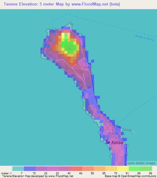 Tanene,Guinea Elevation Map