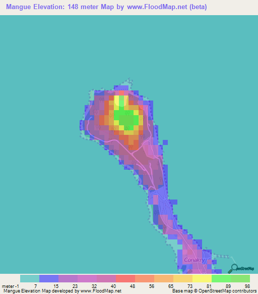 Mangue,Guinea Elevation Map