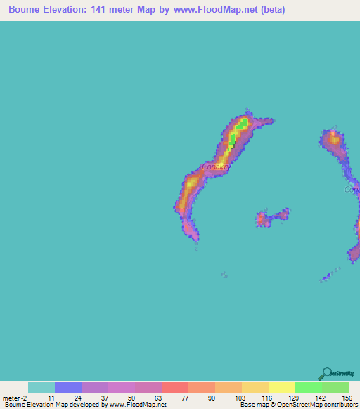 Boume,Guinea Elevation Map