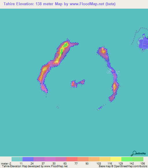 Tahire,Guinea Elevation Map