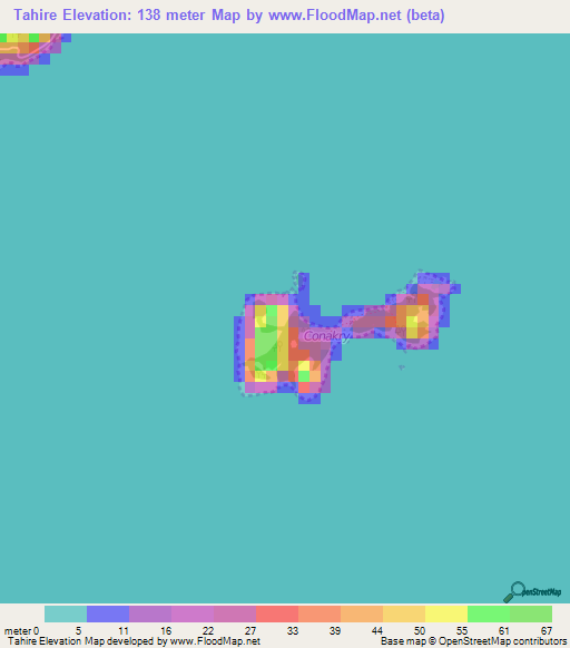 Tahire,Guinea Elevation Map