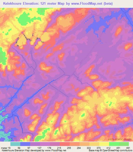 Kelekhoure,Guinea Elevation Map