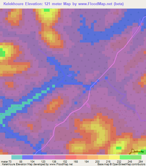 Kelekhoure,Guinea Elevation Map