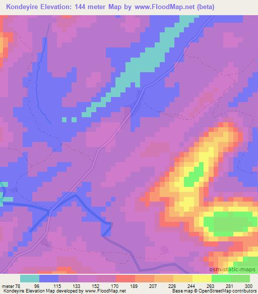 Kondeyire,Guinea Elevation Map