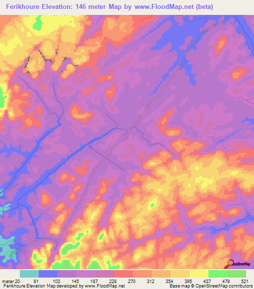 Ferikhoure,Guinea Elevation Map