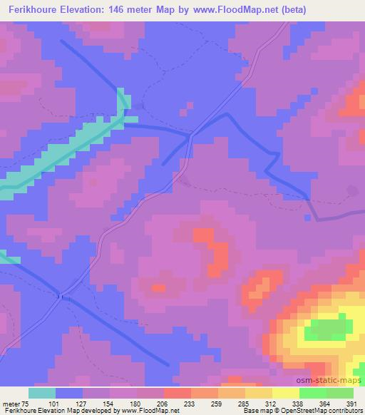 Ferikhoure,Guinea Elevation Map