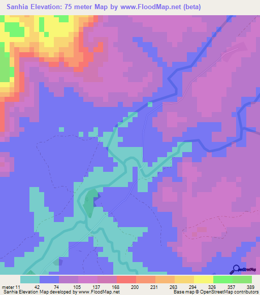 Sanhia,Guinea Elevation Map