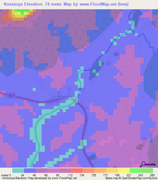 Konssoya,Guinea Elevation Map