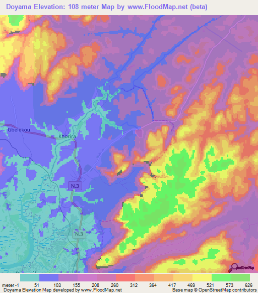 Doyama,Guinea Elevation Map