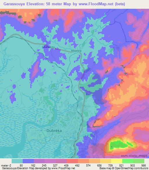 Garassouya,Guinea Elevation Map