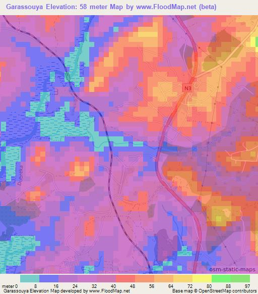 Garassouya,Guinea Elevation Map