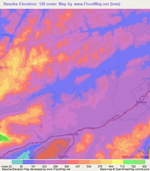 Bassika,Guinea Elevation Map