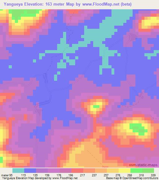 Yangueya,Guinea Elevation Map