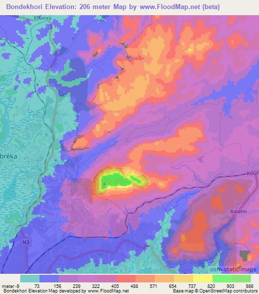 Bondekhori,Guinea Elevation Map