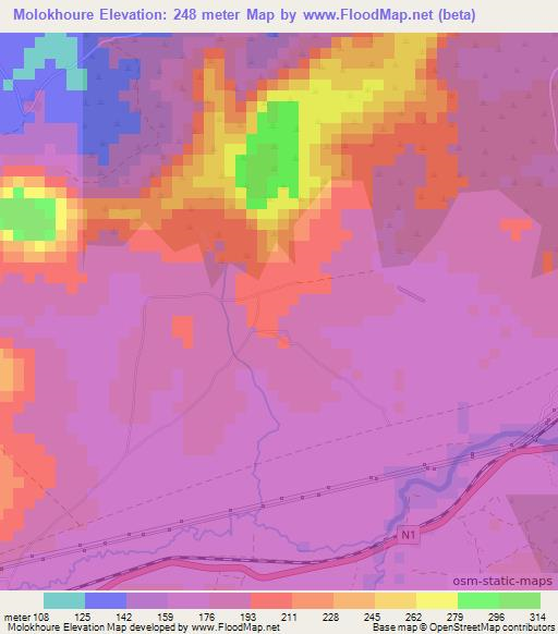 Molokhoure,Guinea Elevation Map