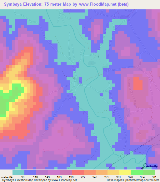 Symbaya,Guinea Elevation Map