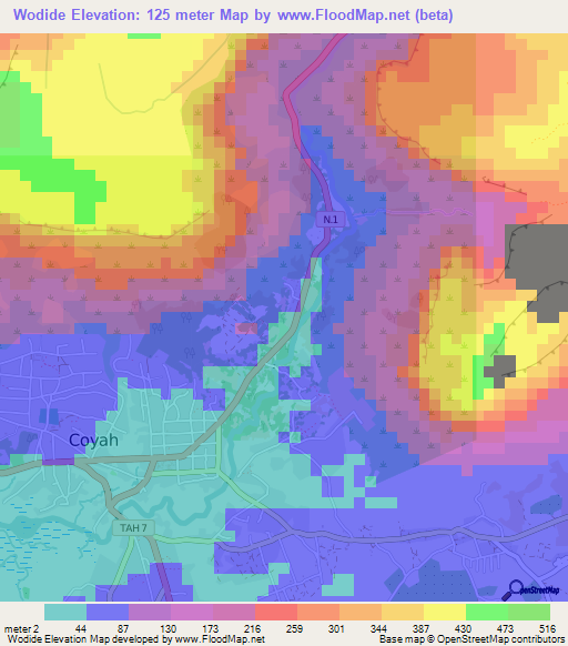 Wodide,Guinea Elevation Map