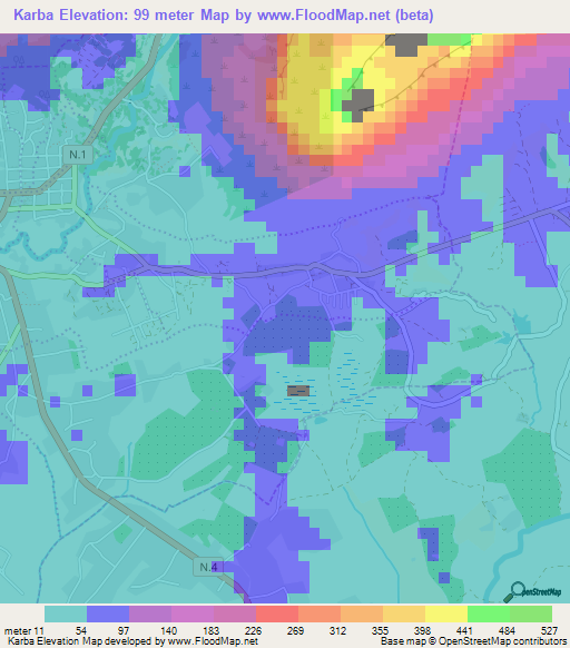 Karba,Guinea Elevation Map