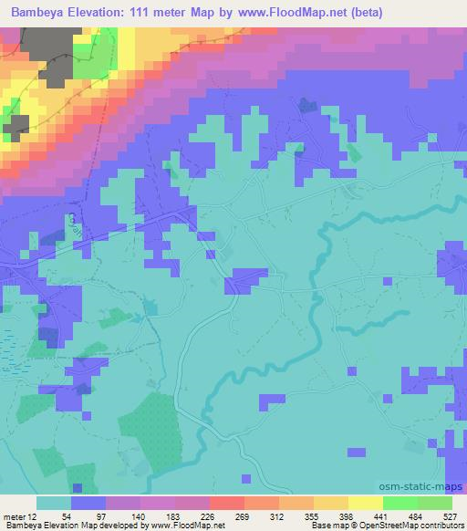 Bambeya,Guinea Elevation Map