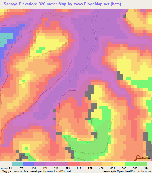 Sagoya,Guinea Elevation Map