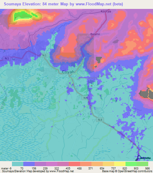 Soumaya,Guinea Elevation Map