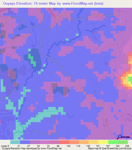 Ouyaya,Guinea Elevation Map