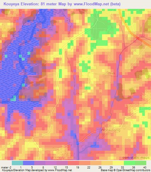 Kouyeya,Guinea Elevation Map