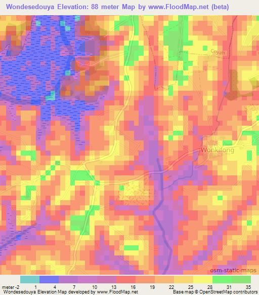 Wondesedouya,Guinea Elevation Map