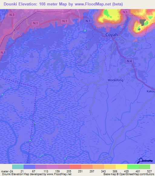 Dounki,Guinea Elevation Map