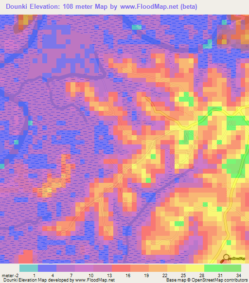 Dounki,Guinea Elevation Map