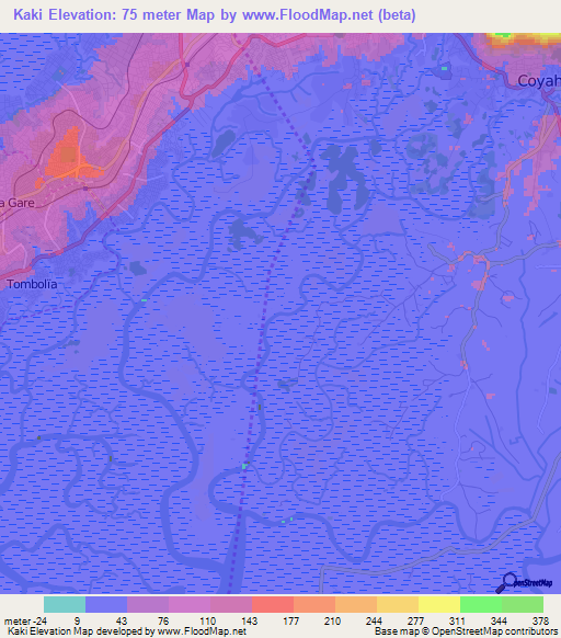 Kaki,Guinea Elevation Map