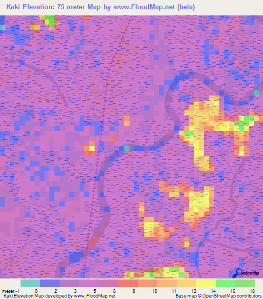 Kaki,Guinea Elevation Map