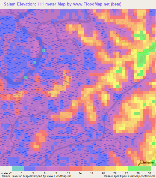 Salam,Guinea Elevation Map