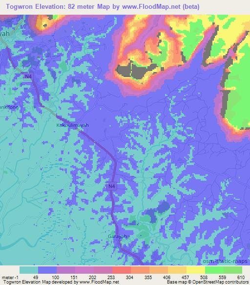 Togwron,Guinea Elevation Map