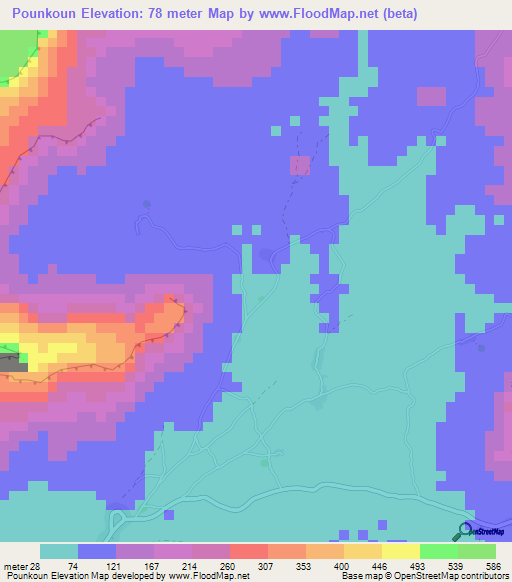 Pounkoun,Guinea Elevation Map