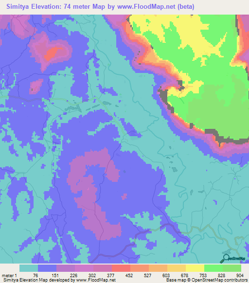 Simitya,Guinea Elevation Map