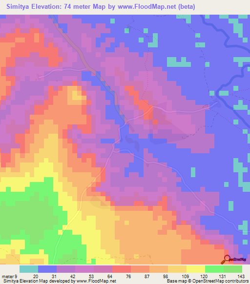 Simitya,Guinea Elevation Map