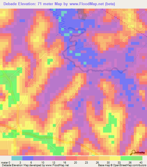 Debade,Guinea Elevation Map