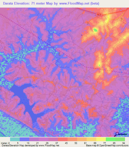 Darata,Guinea Elevation Map