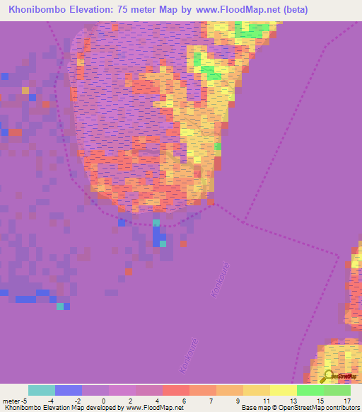 Khonibombo,Guinea Elevation Map