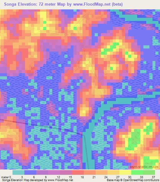 Songa,Guinea Elevation Map