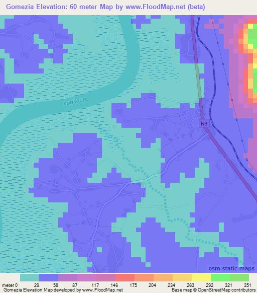 Gomezia,Guinea Elevation Map
