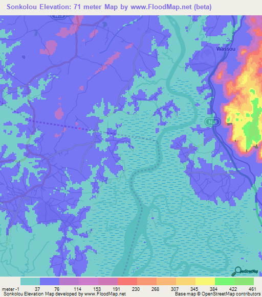 Sonkolou,Guinea Elevation Map