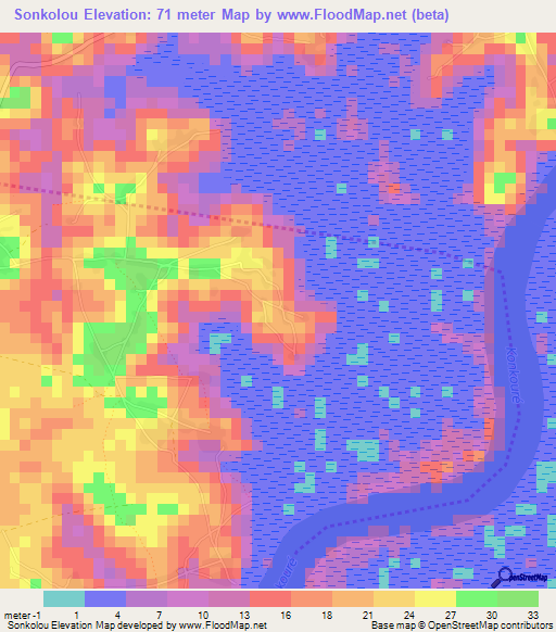 Sonkolou,Guinea Elevation Map