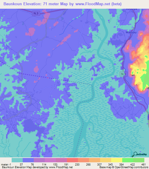 Baunkoun,Guinea Elevation Map