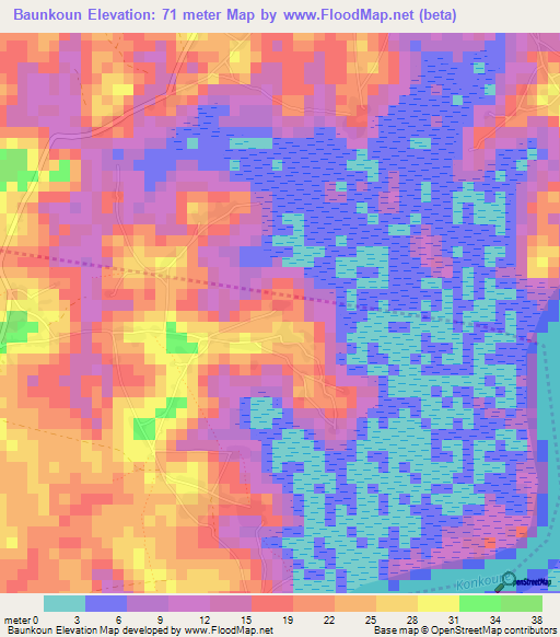 Baunkoun,Guinea Elevation Map