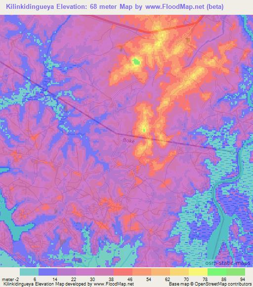 Kilinkidingueya,Guinea Elevation Map