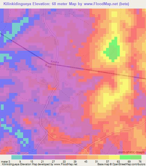 Kilinkidingueya,Guinea Elevation Map