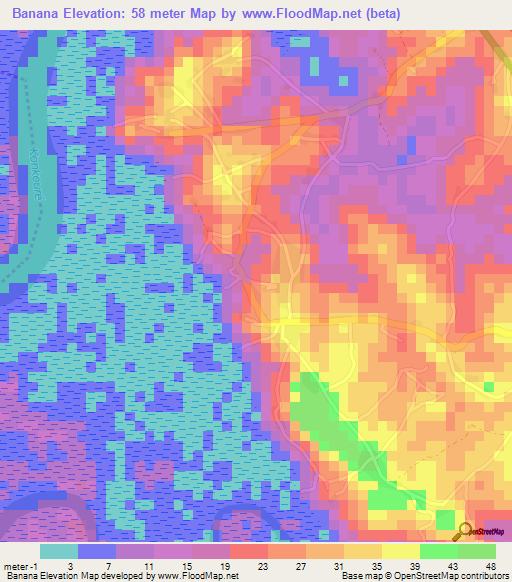 Banana,Guinea Elevation Map